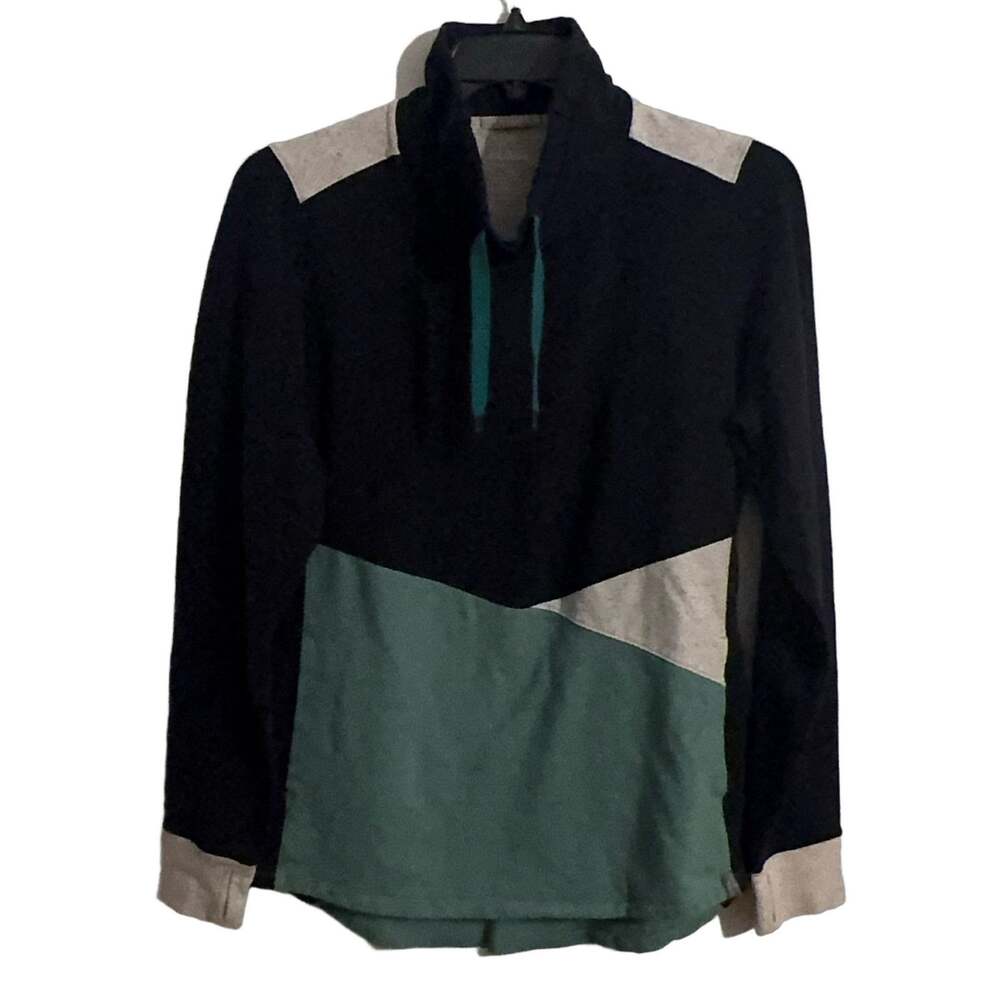 L.L.Bean Tall L Cowl Neck Pullover Sweater Geometric Knit Thumbholes Hiking